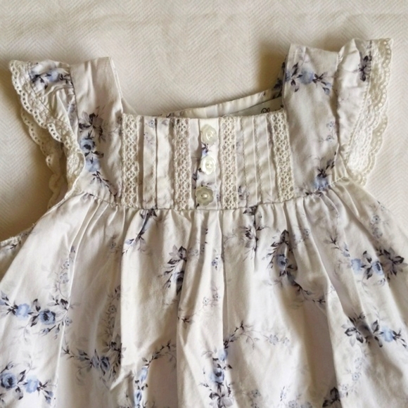 jillian's closet cottagecore blue floral & lace pintuck dress 9 months baby girl - Picture 2 of 10
